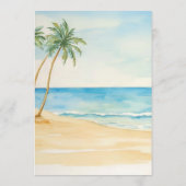 Watercolor Strand en Palmbomen Trouwmenu Menu (Achterkant)