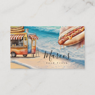 Watercolor strand foodtruck bedrijf visitekaartje