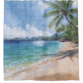 Watercolor strand Hawaï Douchegordijn (Voorkant)