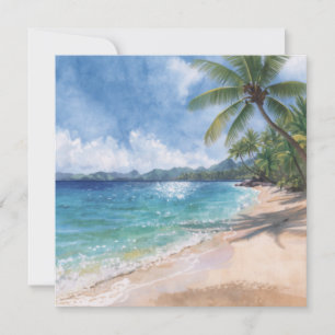 Watercolor strand Hawaï plat kaart