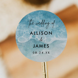 Watercolor Strand Huwelijk Envelope Zegelstickers Ronde Sticker