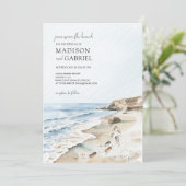 Watercolor Strand Huwelijk Kaart (Staand voorkant)