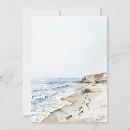 Watercolor Strand Huwelijk Kaart (Achterkant)