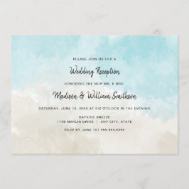 Watercolor strand huwelijksreceptie alleen kaart