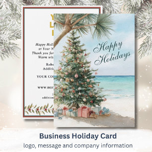 Watercolor Strand Kerst Zakelijk Logo Feestdagenkaart