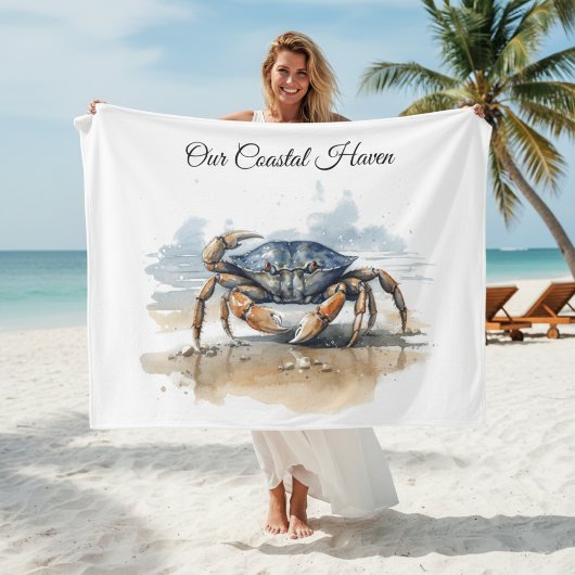 Watercolor Strand Krab, op maat Fleece Deken