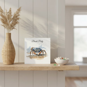 Watercolor Strand Krab, op maat Kaart