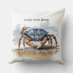 Watercolor Strand Krab, op maat Kussen