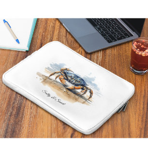 Watercolor Strand Krab, op maat Laptop Sleeve