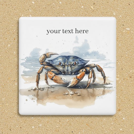 Watercolor Strand Krab, op maat Magneet