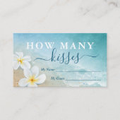 Watercolor Strand Kus Bridal spel Hoeveel kusjes Informatiekaartje (Voorkant)