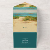 Watercolor Strand Kust Bruiloft All In One Uitnodiging (Buitenkant)