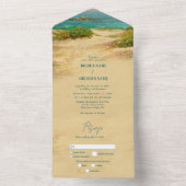 Watercolor Strand Kust Bruiloft All In One Uitnodiging (Binnen)
