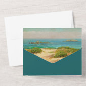 Watercolor Strand Kust Bruiloft All In One Uitnodiging (Achterkant)