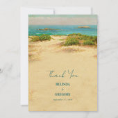 Watercolor Strand Kust Bruiloft Bestemming Bedankkaart (Voorkant)