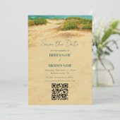 Watercolor Strand Kust Bruiloft Bestemming Save The Date (Staand voorkant)