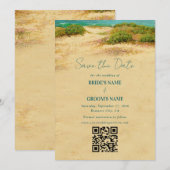 Watercolor Strand Kust Bruiloft Bestemming Save The Date (Voorkant / Achterkant)