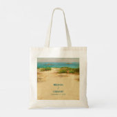 Watercolor Strand Kust Bruiloft Bestemming Tote Bag (Achterkant)