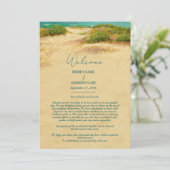 Watercolor Strand Kust Bruiloft Itinerary  Programmakaart (Staand voorkant)