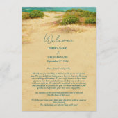 Watercolor Strand Kust Bruiloft Itinerary  Programmakaart (Voorkant)