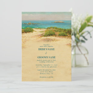 Watercolor Strand Kust Bruiloft Kaart