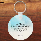 Watercolor strand liefhebber gepersonaliseerd sleutelhanger (Voorkant)