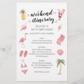Watercolor Strand Verjaardags Weekend Reisplan (Voorkant)