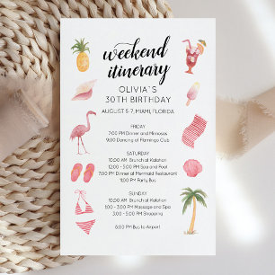 Watercolor Strand Verjaardags Weekend Reisplan