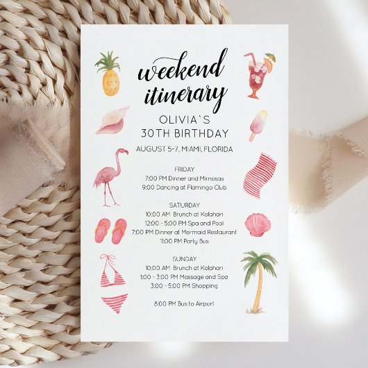 Watercolor Strand Verjaardags Weekend Reisplan