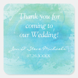 Watercolor Strand Zee Trouw Sticker Labels Cadeaut