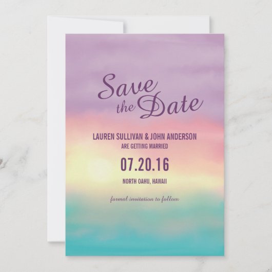 Watercolor strand zonsondergang romantiek | Bewaar Kaart (Voorkant)