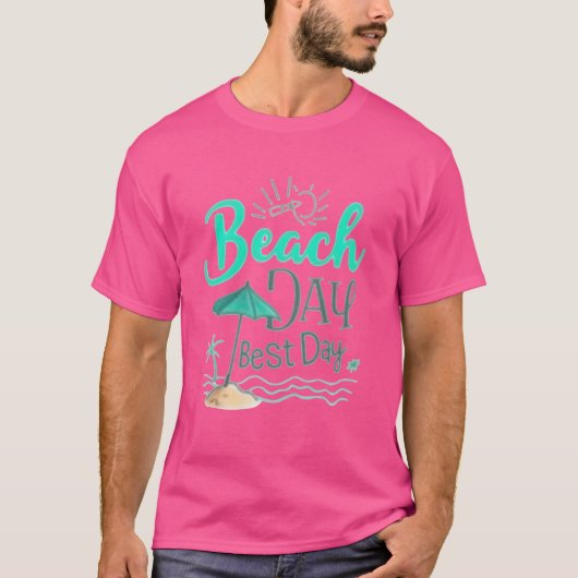 Watercolor stranddag Beste dag T-shirt (Voorkant)