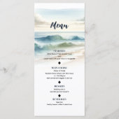 Watercolor Strandgolven Kust Bruiloftsmenu Menu (Voorkant)
