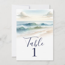Watercolor Strandgolven Rustical Huwelijk Tafelnum