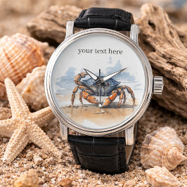 Watercolor Strandkrab, op maat gemaakt Horloge