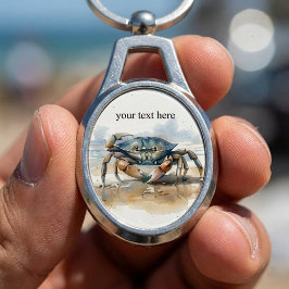 Watercolor Strandkrab, op maat Sleutelhanger