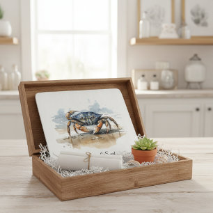 Watercolor Strandkrab, op maat Snijplank
