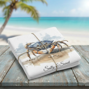 Watercolor Strandkrab, op maat Theedoek