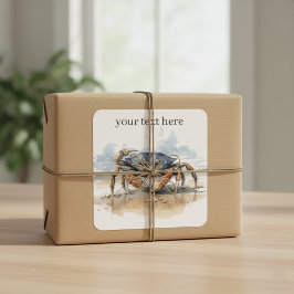 Watercolor Strandkrab, op maat Vierkante Sticker