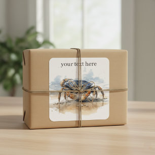 Watercolor Strandkrab, op maat Vierkante Sticker