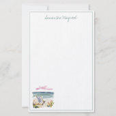 Watercolor strandstoel gepersonaliseerd briefpapier (Voorkant)