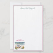 Watercolor strandstoel gepersonaliseerd briefpapier (Voorkant)