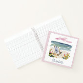 Watercolor strandstoel gepersonaliseerd notitieboek (Binnen)