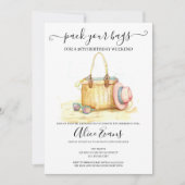 Watercolor Strandtas Verjaardag Roze Weekend Kaart (Voorkant)