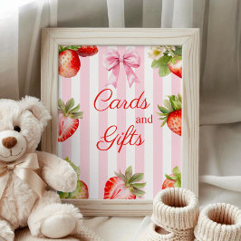 Watercolor Strawberries Baby Shower Cards & Gifts  Poster