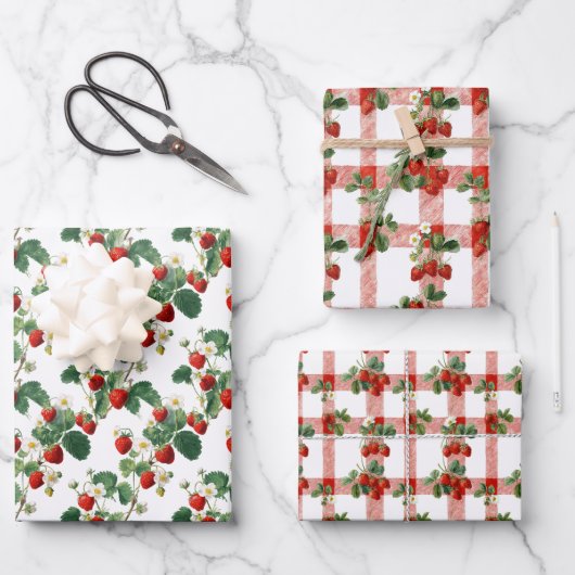 Watercolor Strawberries Inpakpapier Vel (Voorkant)