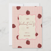 Watercolor Strawberries on Pink Grid- Valentine Feestdagenkaart (Voorkant)