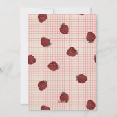 Watercolor Strawberries on Pink Grid- Valentine Feestdagenkaart (Achterkant)