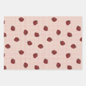 Watercolor Strawberries on Pink Grid - Valentine Inpakpapier Vel (Voorkant)