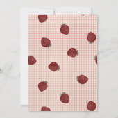 Watercolor Strawberries on Pink Grid- Valentine Kaart (Achterkant)